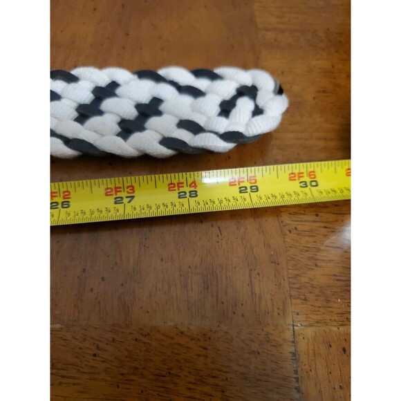 RAG &‎ BONE Jumbo Boyfriend Woven  Leather/Rope Belt Black White Size XS NWT